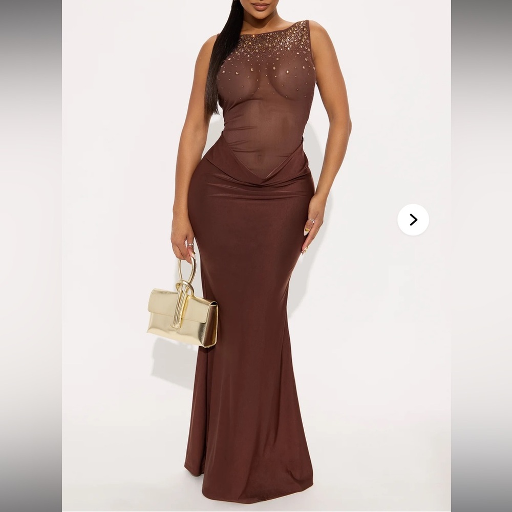 Elegant Brown Evening Gown
